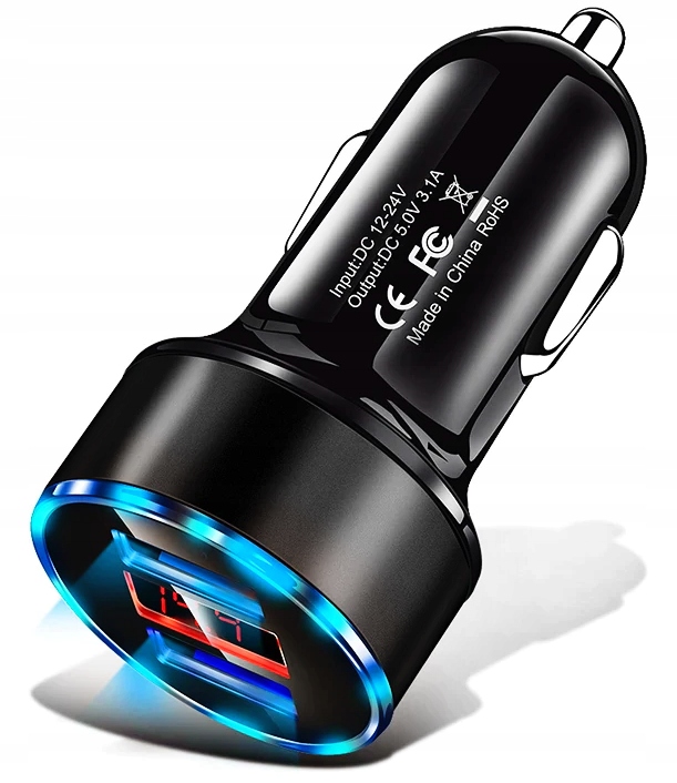 ŁADOWARKA SAMOCHODOWA 2XUSB Z VOLTOMIERZEM LCD