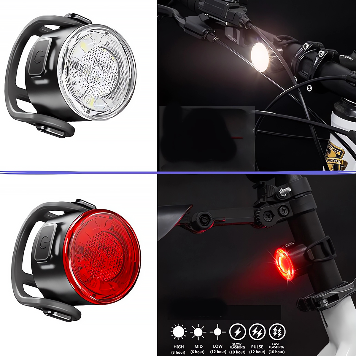 Lampki rowerowe przód tył USB OŚWIETLENIE DO ROWERU NA ROWER AKUMULATOROWE