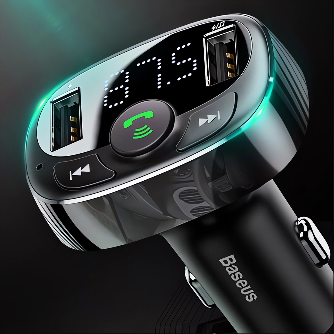 BASEUS TRANSMITER FM BLUETOOTH ŁADOWARKA SAMOCHODOWA MP3 2x USB SD/ TF 3.4A