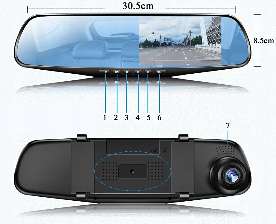WIDEOREJESTRATOR SAMOCHODOWY W LUSTERKU WSTECZNYM