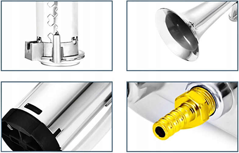 KLAKSON CHROM POJEDYNCZY Z KOMPRESOREM 12V