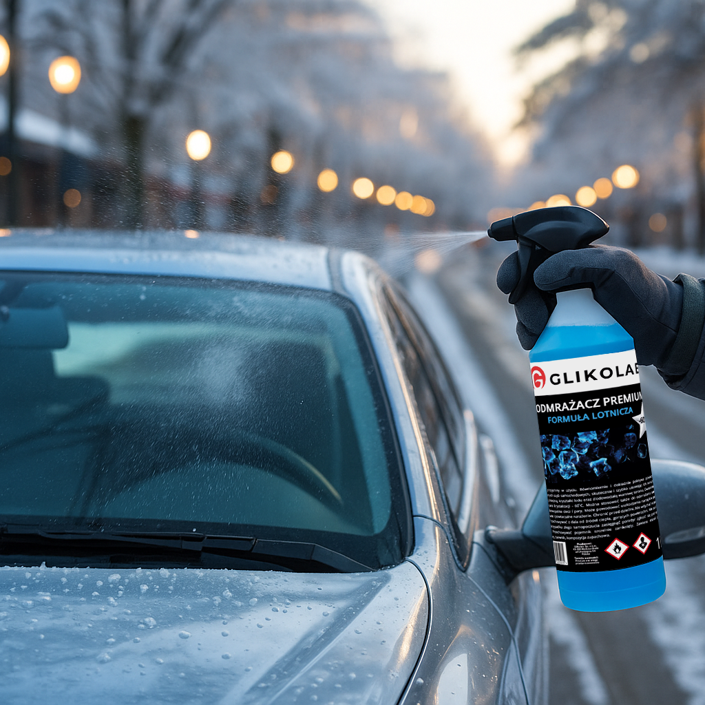 ODMRAŻACZ DO SZYB LODU PREMIUM MOCNY -60°C GLIKOLAB 1L FORMUŁA LOTNICZA
