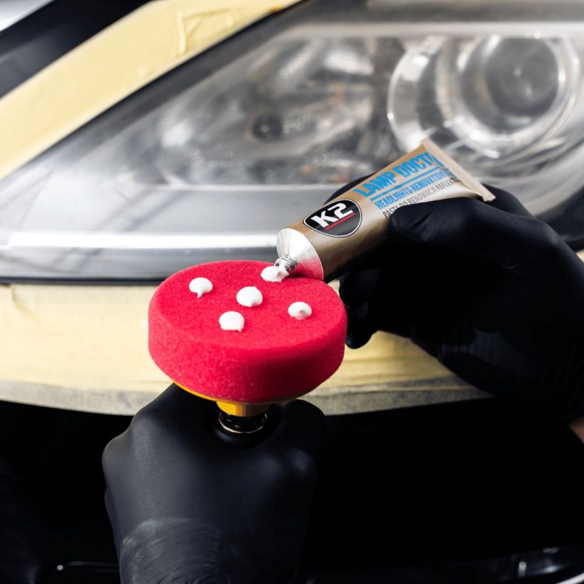 K2 ZESTAW LAMP DOCTOR PASTA DO LAMP + PAD GĄBKA POLEROWANIE REGENERACJA APLI