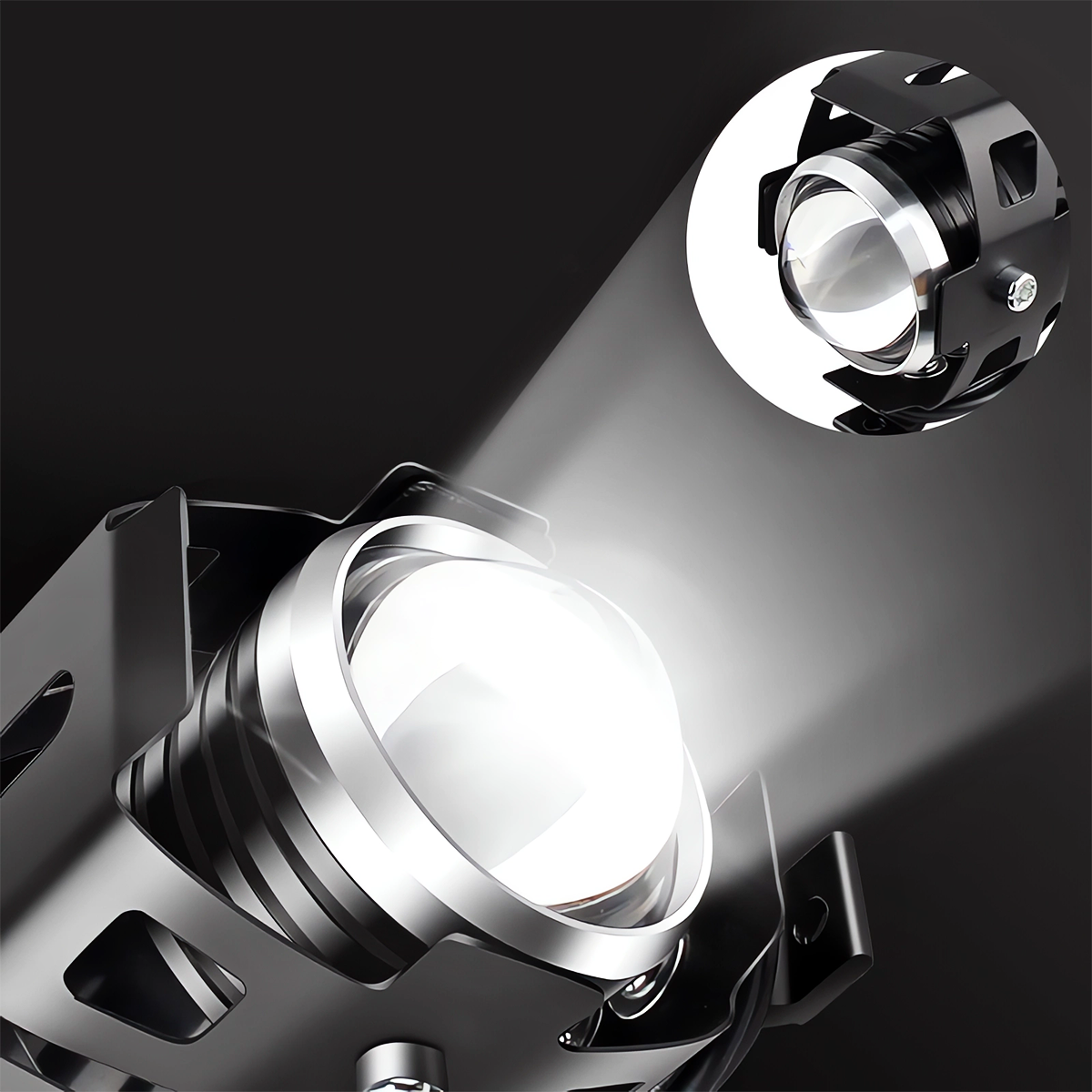 Halogeny LED Motocyklowe Lightbary Soczewka Lampa Halogen Czarne U5 3000LM