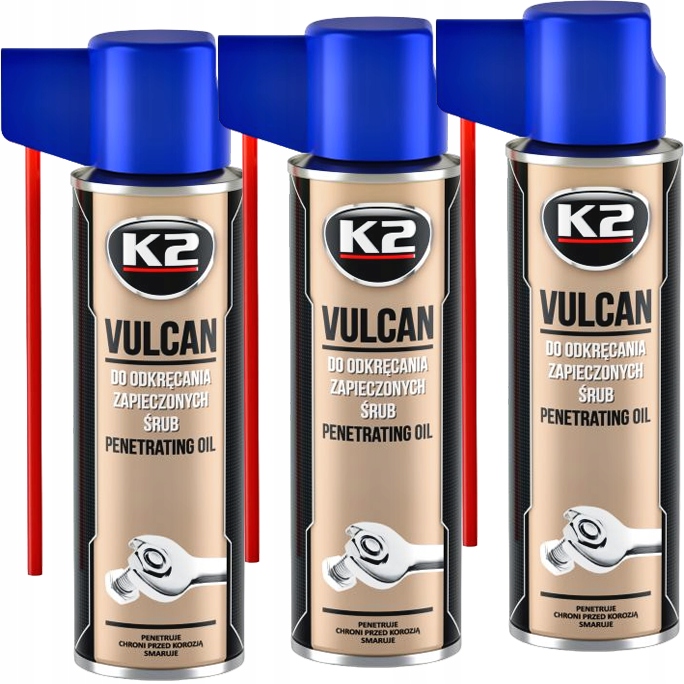 3X ODRDZEWIACZ K2 VULCAN 250 ML SUPER SKUTECZNY DO ODKRĘCANIA ŚRUB