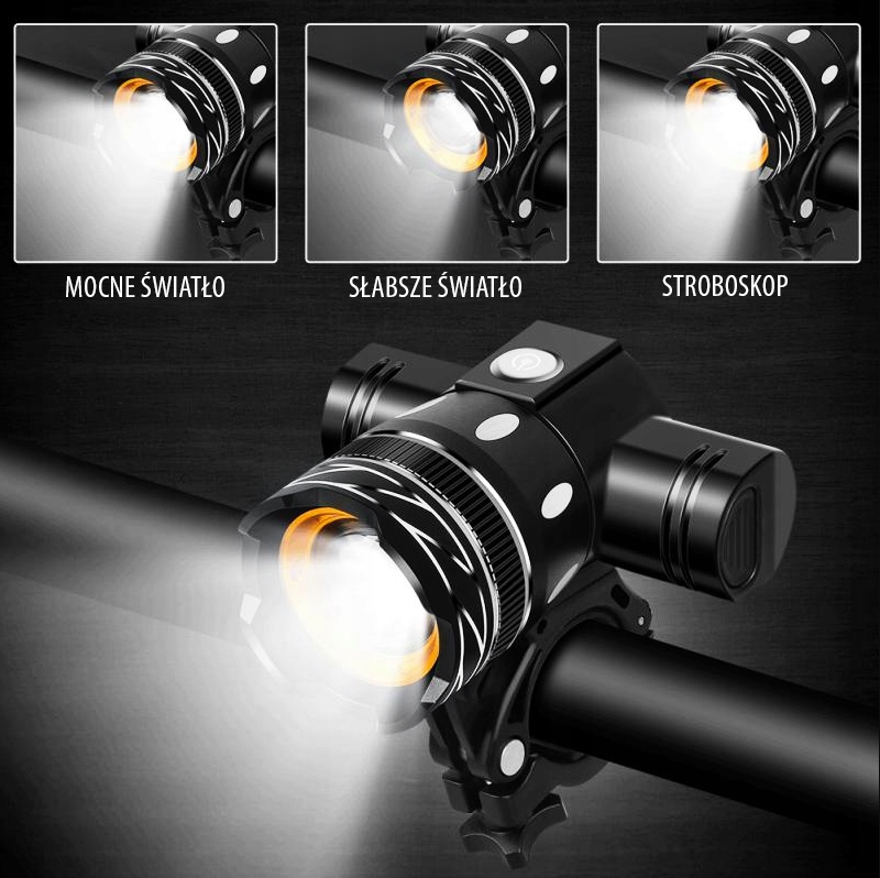 LAMPKA ROWEROWA T6 USB + TYŁ