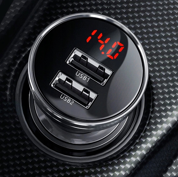 ŁADOWARKA SAMOCHODOWA VOLTOMIERZ 2xUSB LCD 12/24V