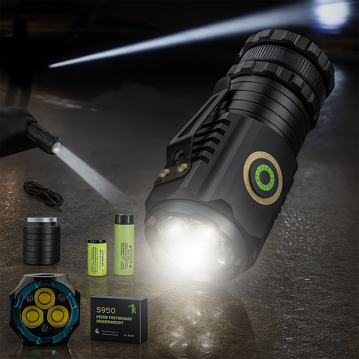 LATARKA TAKTYCZNA LED AKUMULATOROWA USB KLIPS MAGNES MOCNA DIODA 5 TRYBÓW