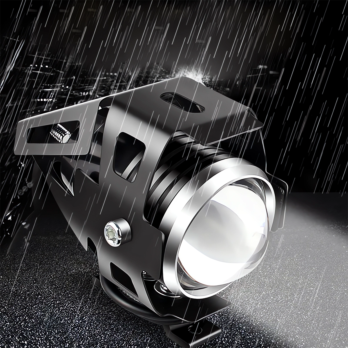 Halogeny LED Motocyklowe Lightbary Soczewka Lampa Halogen Czarne U5 3000LM