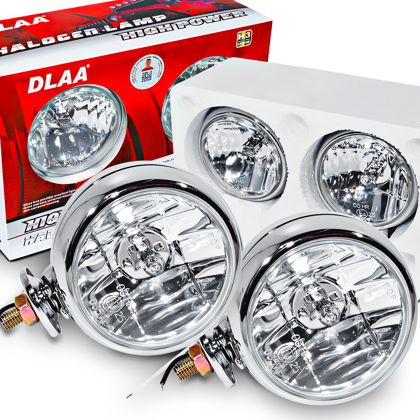 KOMPLET HALOGENÓW LA1026 Halogeny drogowe H3 55W 12V Białe NA GMOLE