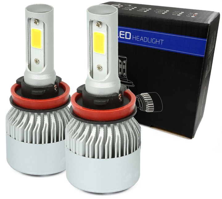Żarówki LED H11 COB Mocne Komplet Żarówek 16000 Lumenów