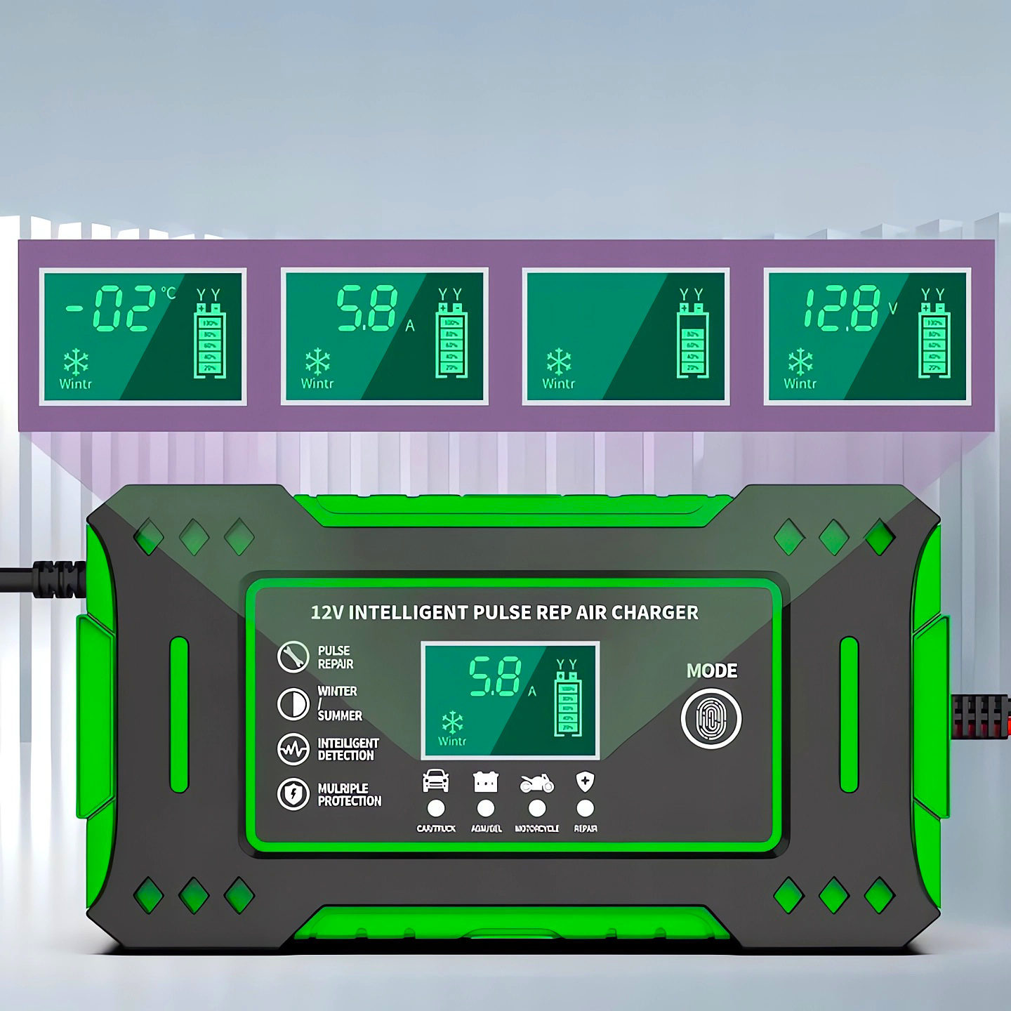 Prostownik SAMOCHODOWY AUTOMATYCZNY Z FUNKCJĄ NAPRAWY AKUMULATORÓW 12V 24V