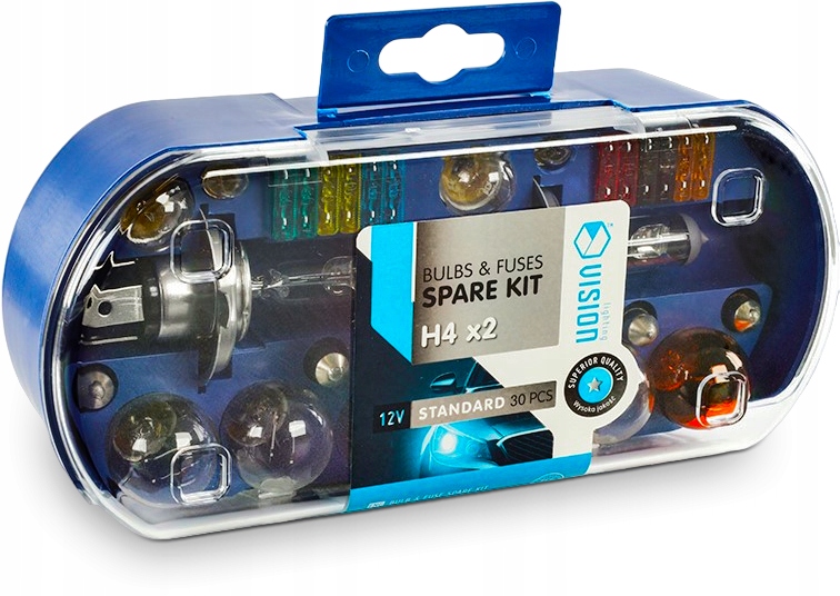 ZESTAW ZASOBNIK KOMPLET ŻARÓWEK ZAPASOWYCH 2x H4 12V + BEZPIECZNIKI 30 ELEM