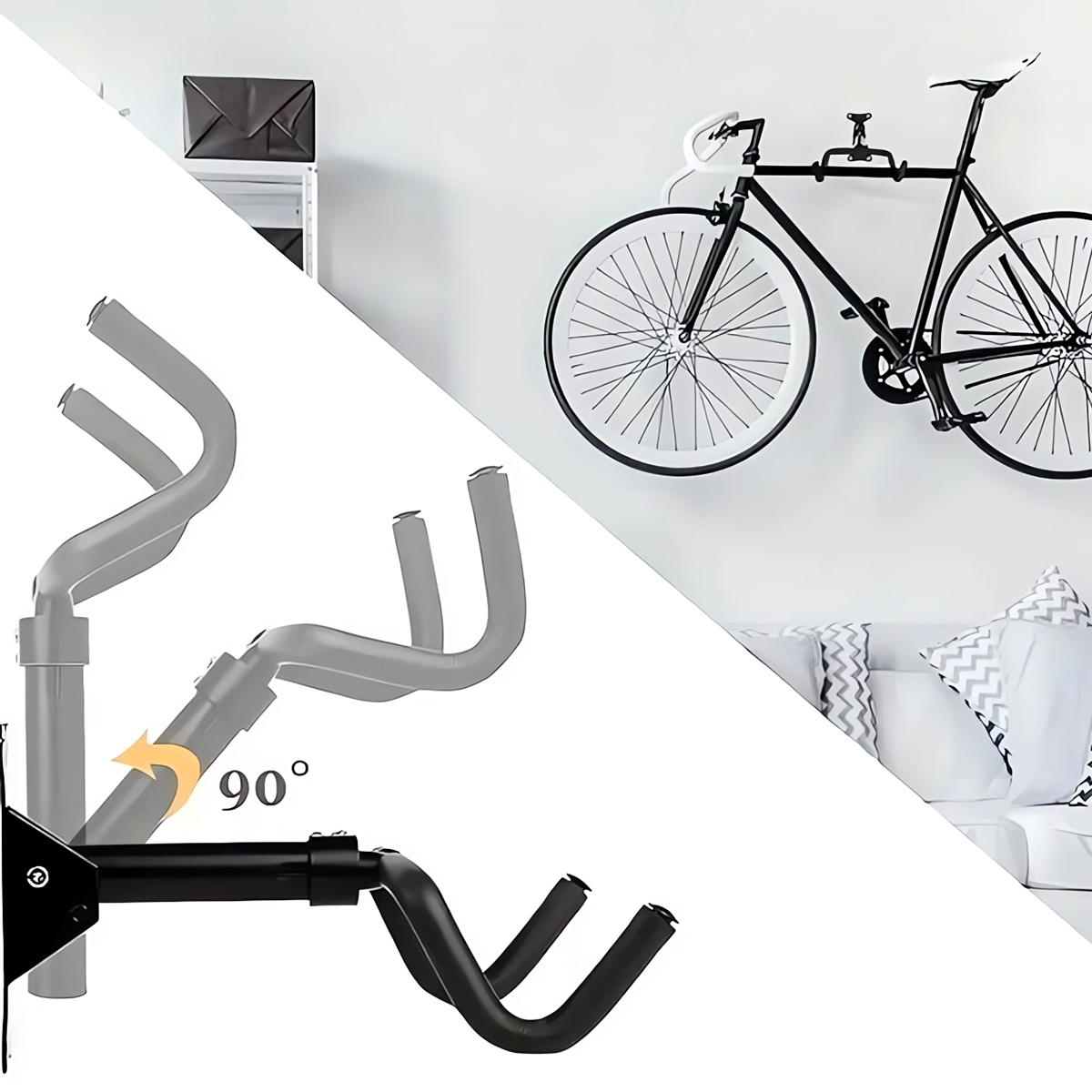 Wieszak Rowerowy Ścienny Uchwyt Składany Stalowy Na Rower do 40kg Hak