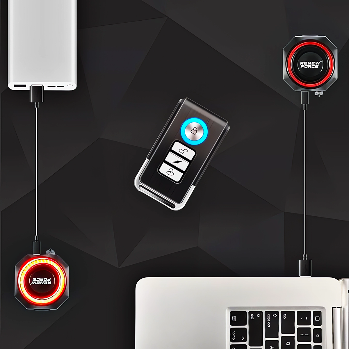 Bezprzewodowy Alarm Rowerowy Lampka Tylna Tył Rowerowa GŁOŚNY + PILOT 110dB