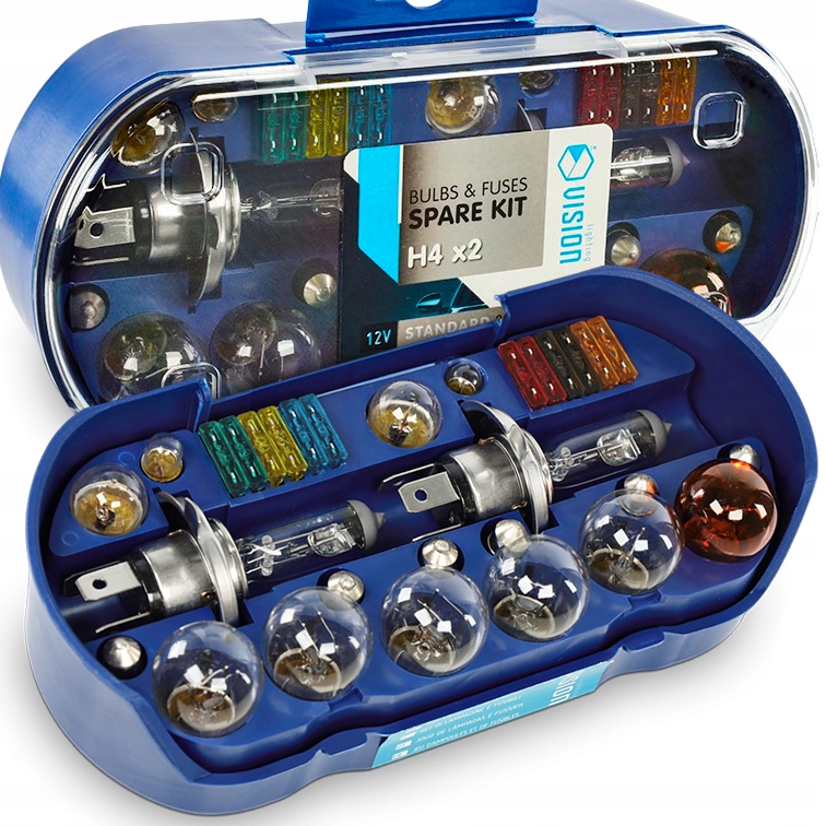 ZESTAW ZASOBNIK KOMPLET ŻARÓWEK ZAPASOWYCH 2x H4 12V + BEZPIECZNIKI 30 ELEM