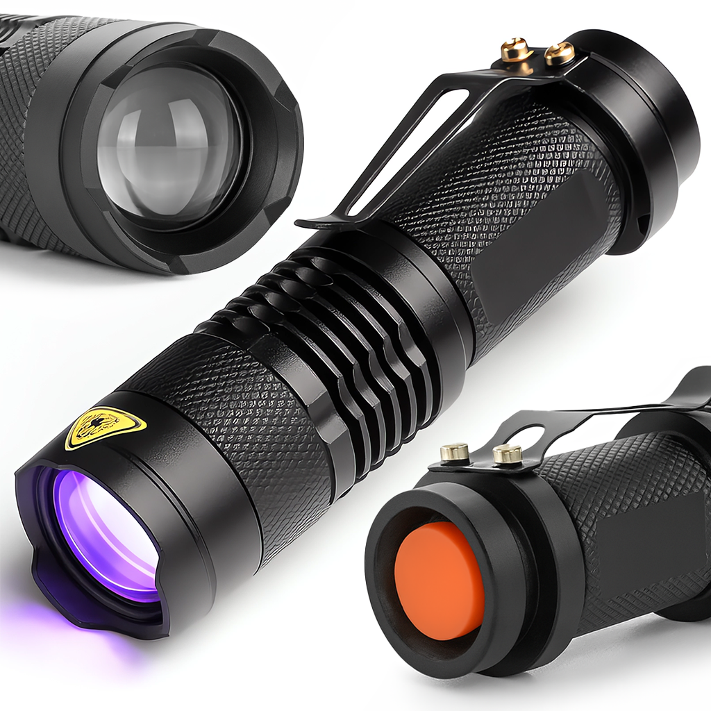 LATARKA UV TAKTYCZNA ZOOM DO BURSZTYNÓW BAKNOTÓW TESTER IPX4 PRZENOŚNA