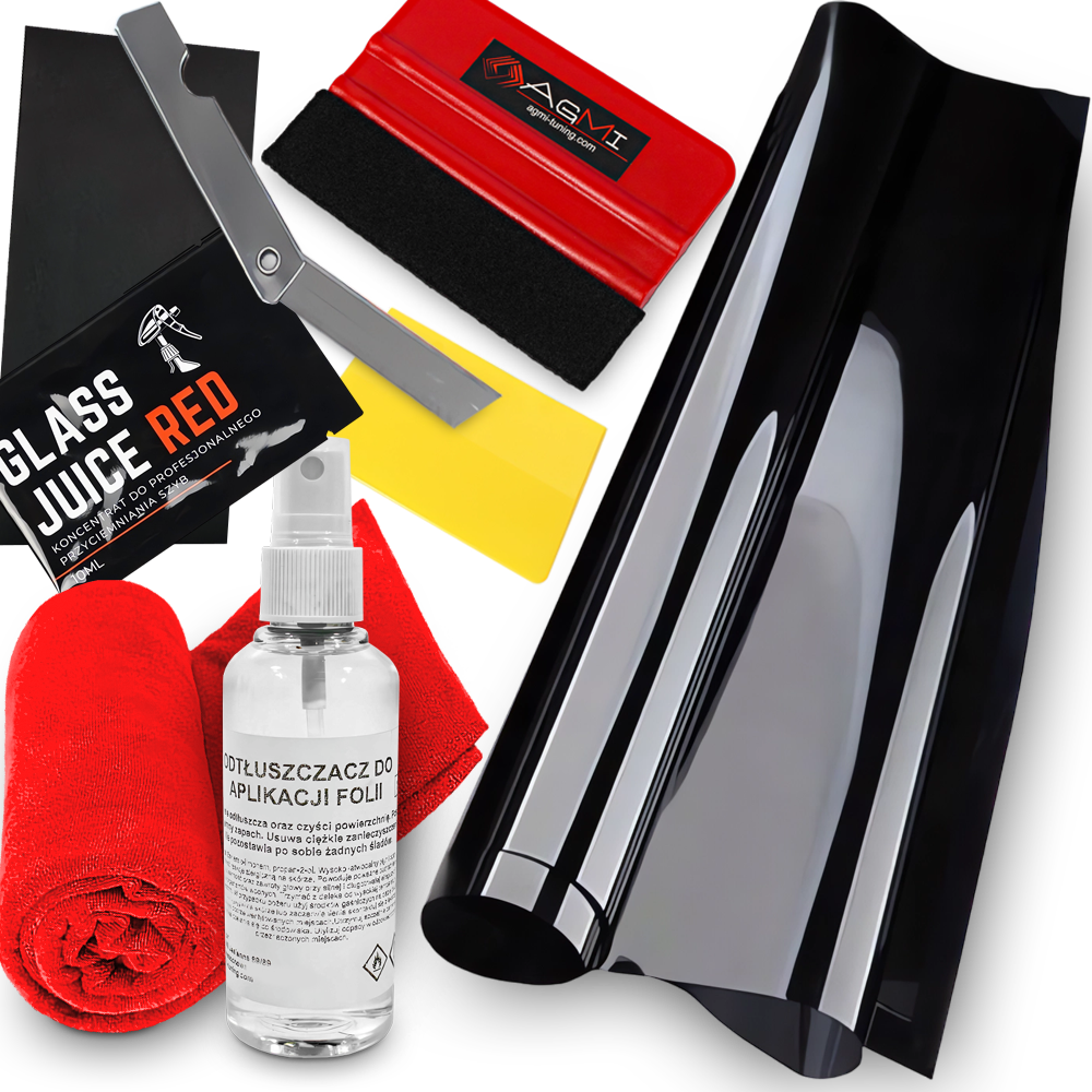 ZESTAW FOLIA DO PRZYCIEMNIANIA SZYB 98% RAKLA KONCENTRAT NOŻYK 300X75CM