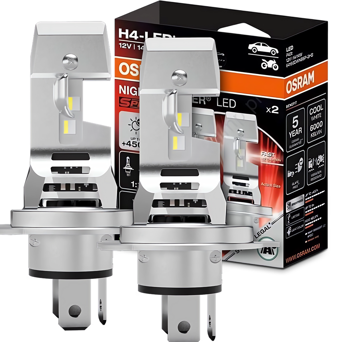 ŻARÓWKI OSRAM H4 LED LEDOWE NIGHT BREAKER HOMOLOGACJA STREET LEGAL 6000K