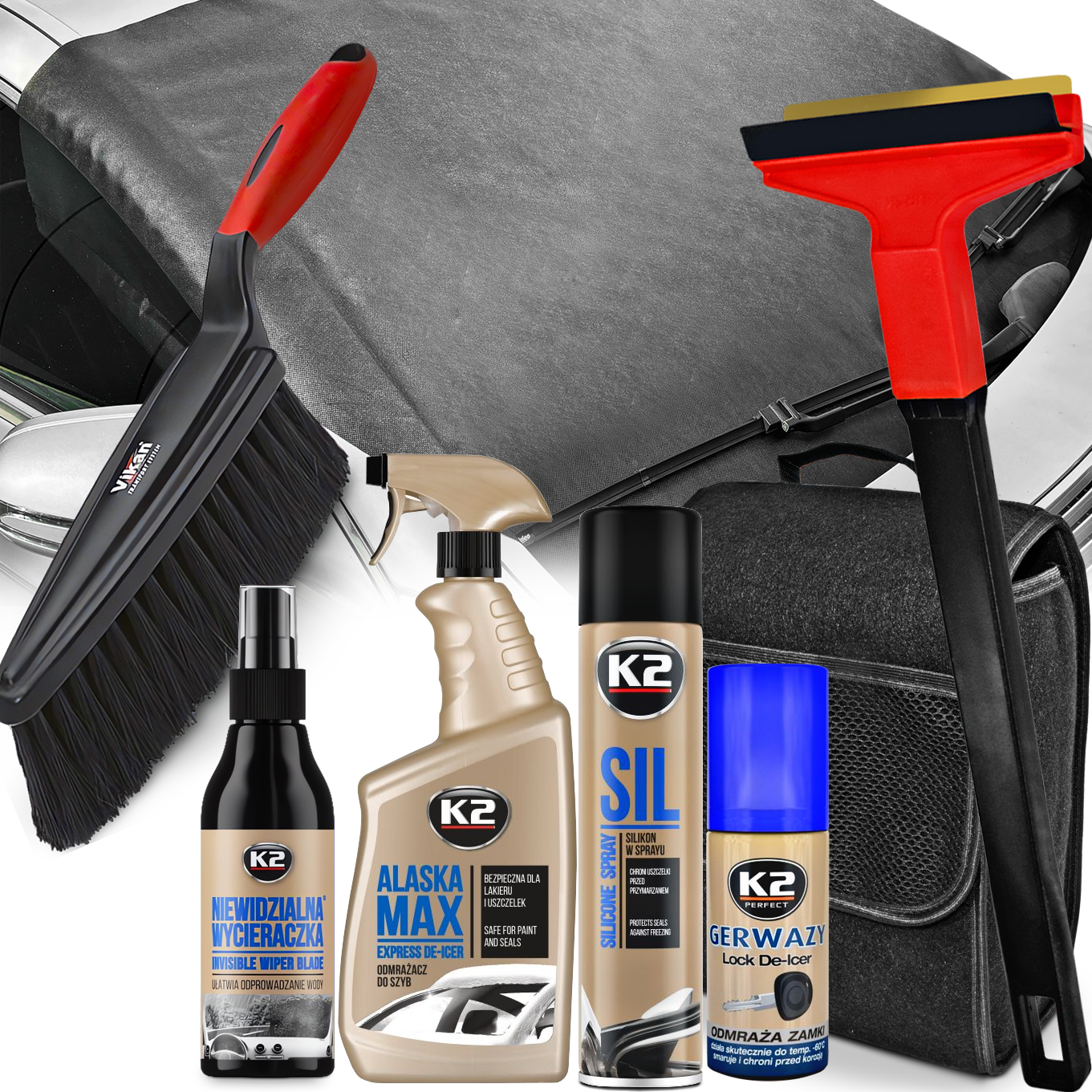 Osłona Mata Odmrażacz Skrobaczka Szczotka Silikon Niewidzialna Wycieraczka