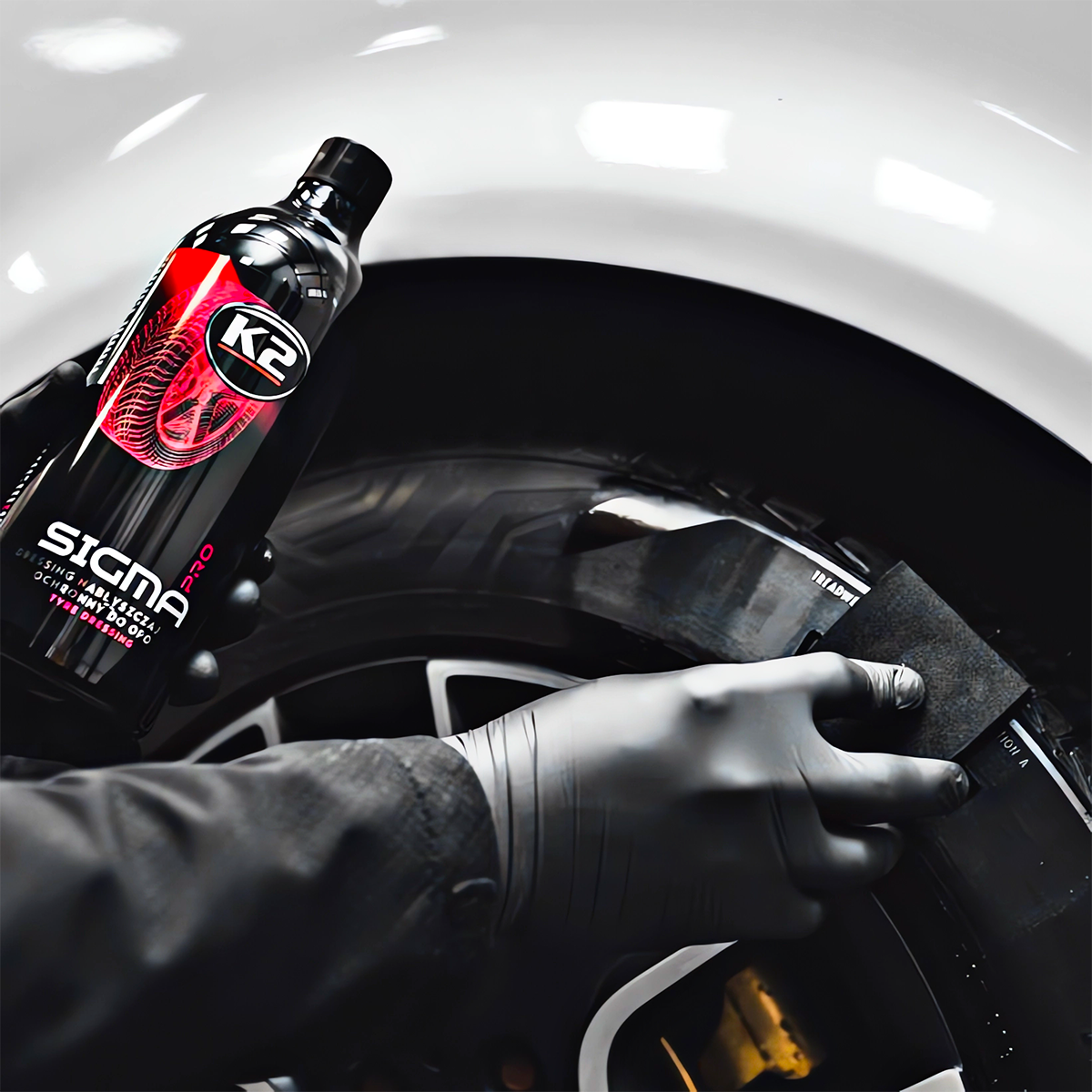 K2 ZESTAW DO KÓŁ OPON PŁYN DO MYCIA FELG DRESSING OPON SZCZOTKA APLIKATOR