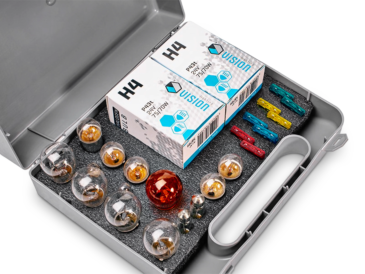 ZASOBNIK ŻARÓWEK VISION 2X H4 24V 75/70W +22 ELEMENTY TIR CIĘŻARÓWKA ŻARÓWK