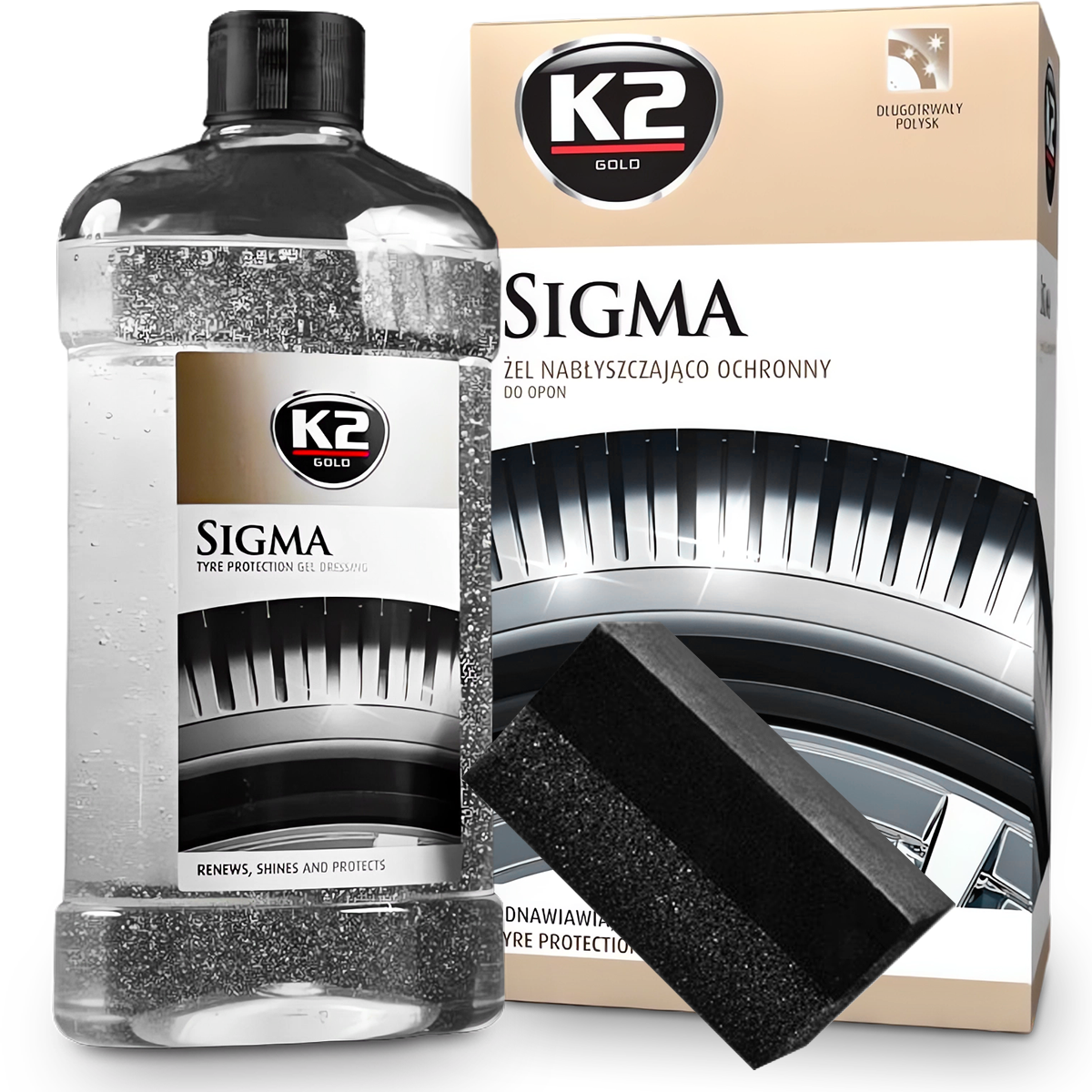 K2 ROTON PRO 1L KRWAWA FELGA SZCZOTKA SIGMA DRESSING DO OPON APLIKATOR