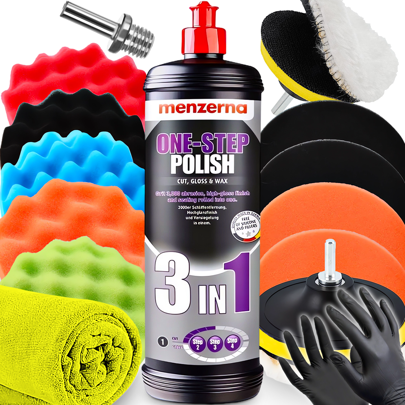 Menzerna 3W1 1000ML One Step Gąbki Polerskie Zestaw Do Polerowania Lakieru