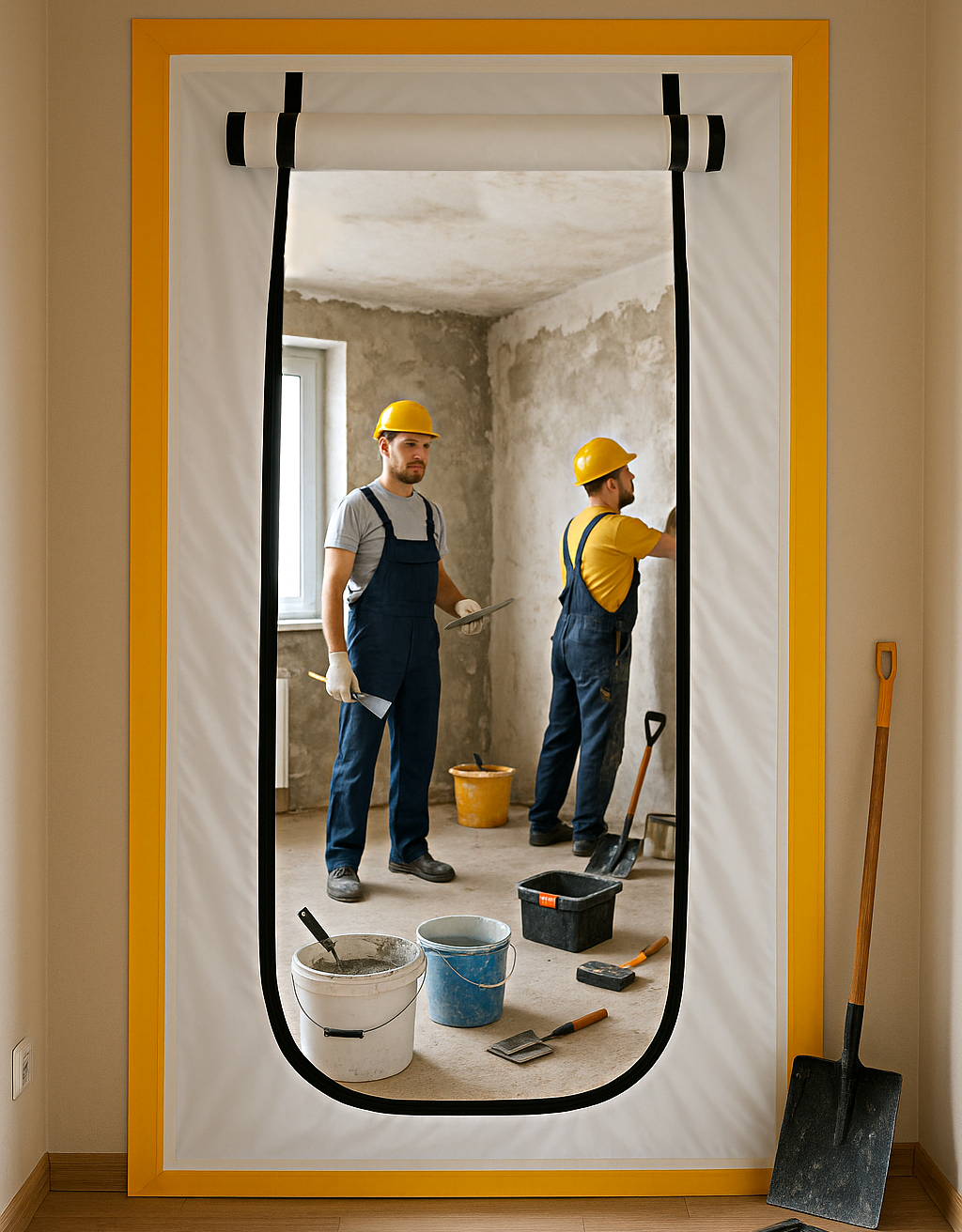 DRZWI REMONTOWE BUDOWLANE KURTYNA PRZECIWPYŁOWA Z ZAMKIEM FOLIA REMONT TAŚMA