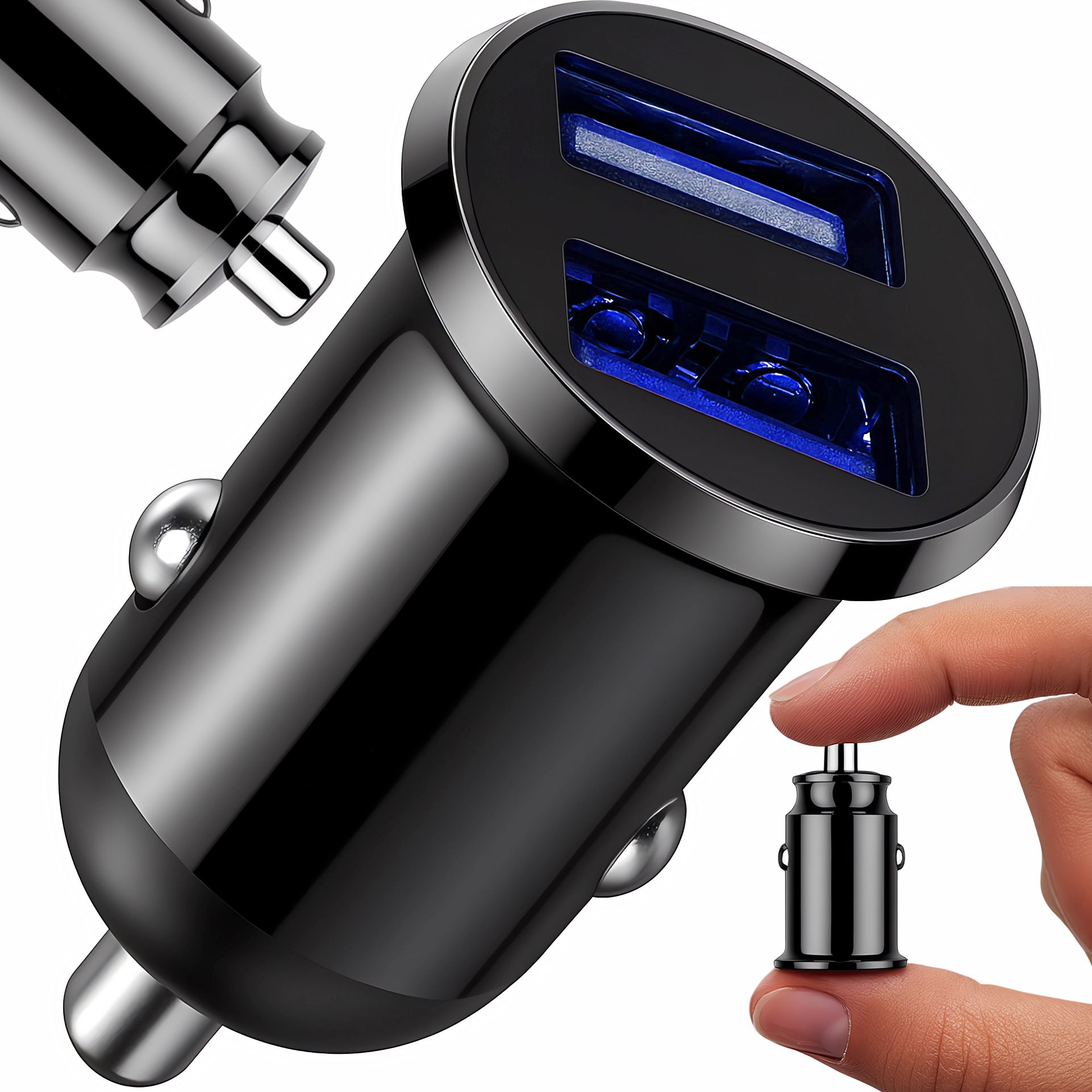 Ładowarka samochodowa mini 2x USB szybkie ładowanie mocna 12-24V DC