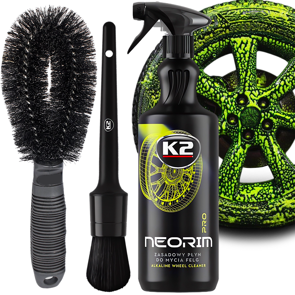 K2 NEORIM 1L PŁYN DO MYCIA CZYSZCZENIA FELG + SZCZOTKA + PĘDZELEK DETAILING
