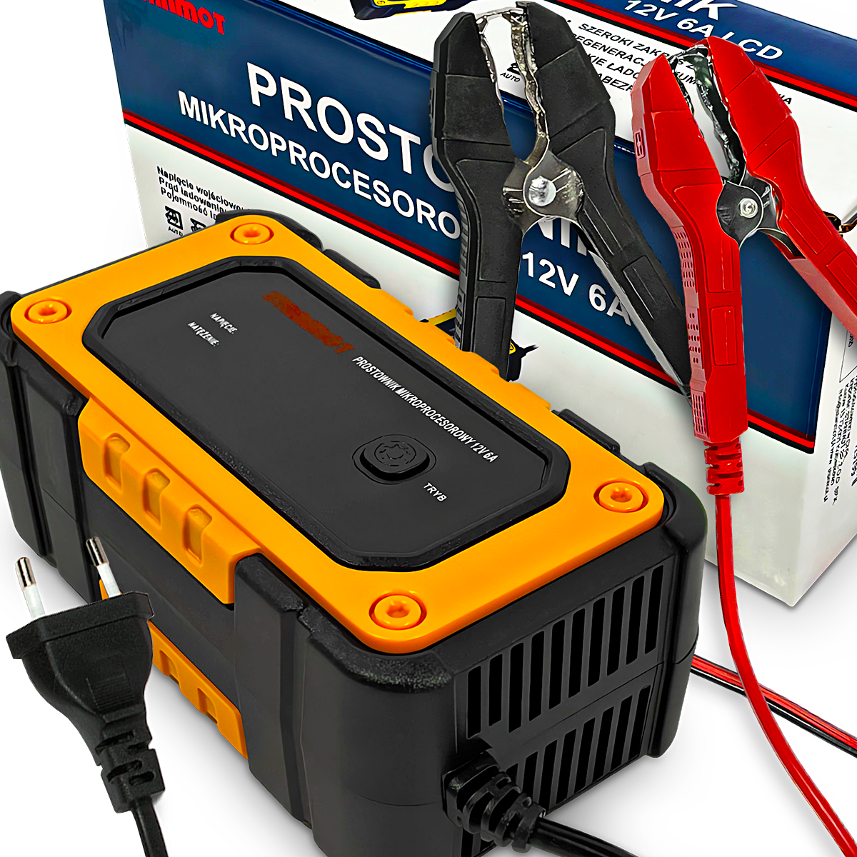 Prostownik Mikroprocesorowy 12V 6A LCD Ładowarka Do Akumulatora 120Ah AGM