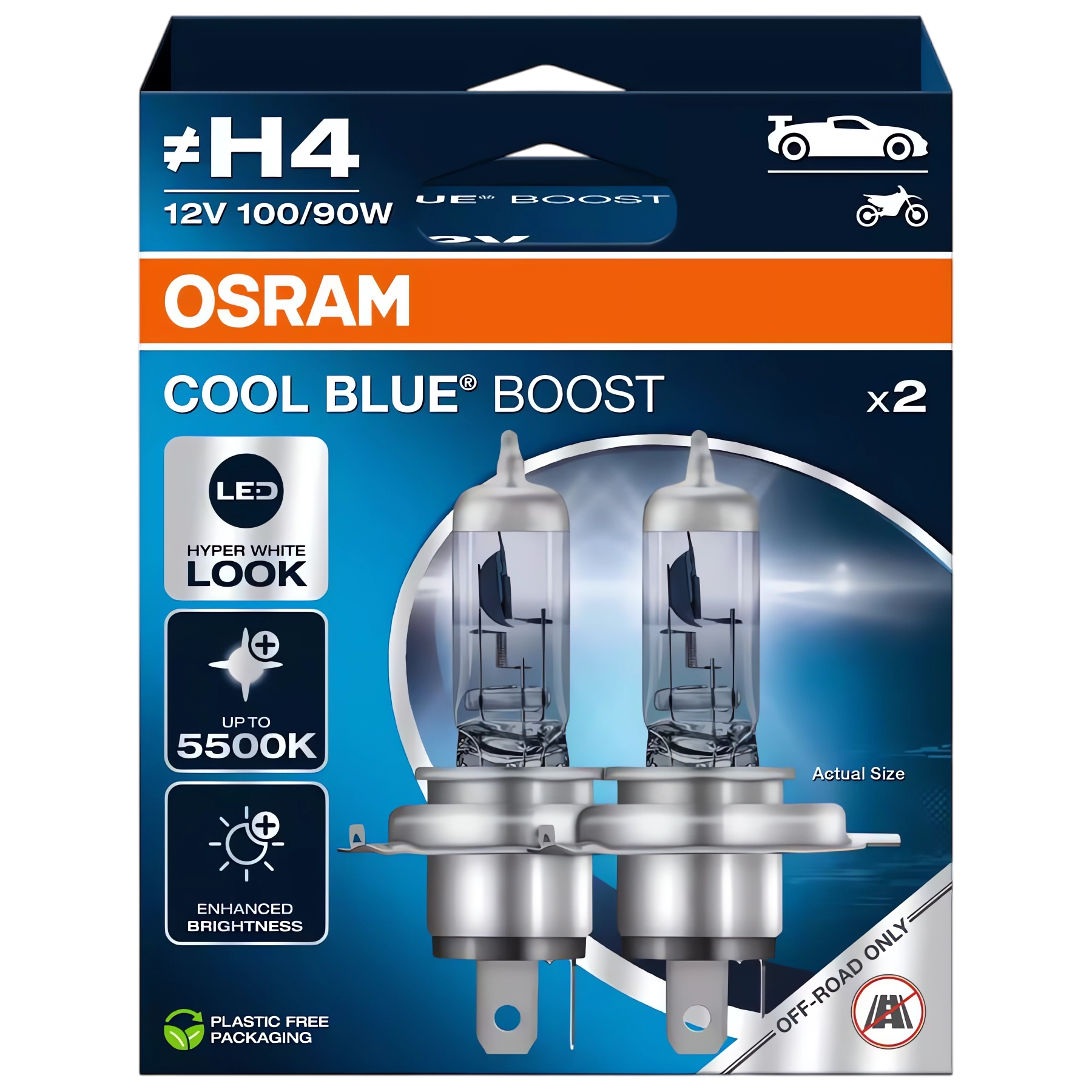 ŻARÓWKI H4 OSRAM COOL BLUE BOOST NEXT 5500K BIAŁE