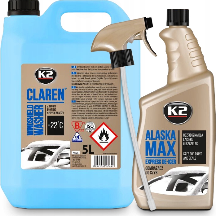 ZIMOWY PŁYN DO SPRYSKIWACZY 5L ZAPACHOWY + ODMRAŻACZ DO SZYB K2 ALASKA