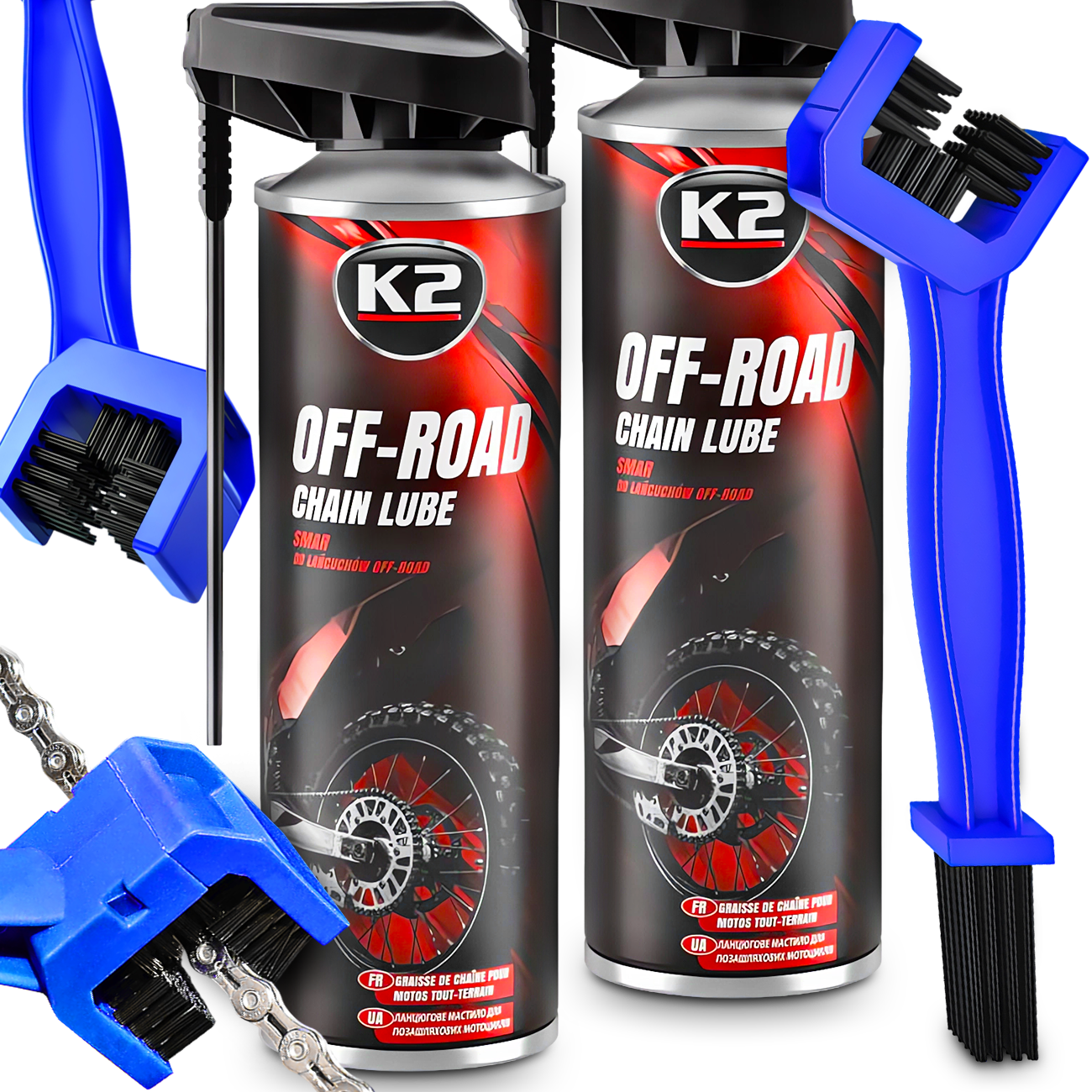 2 x K2 SMAR OFF-ROAD DO ŁAŃCUCHÓW ROWERU ŁAŃCUCHA ROWEROWEGO + SZCZOTKA