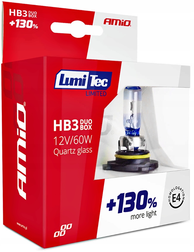 ŻARÓWKI HB3 AMIO LumiTec LIMITED +130% 12V 60W DUO