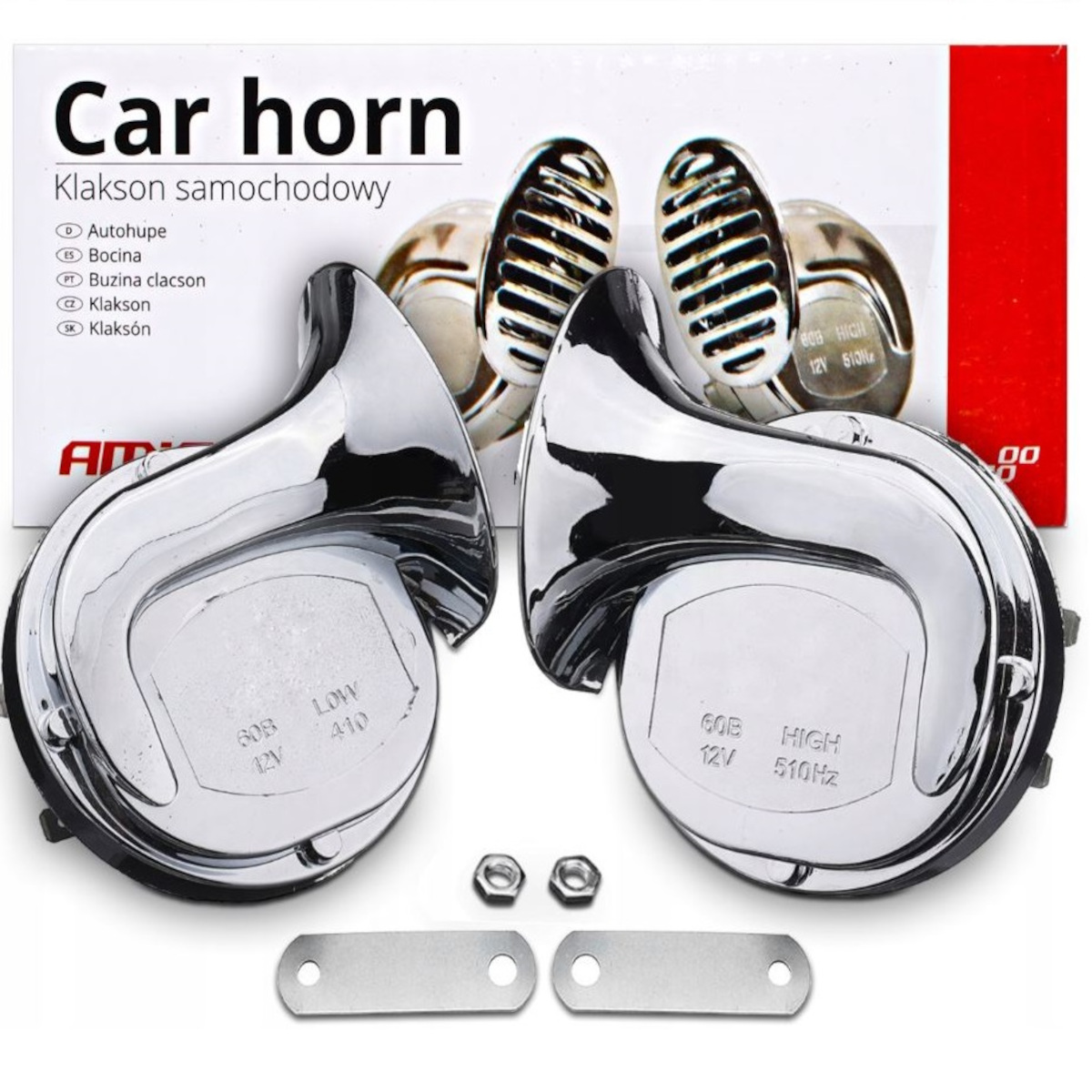 FANFARA KLAKSON SYGNAŁ 12V ŚLIMAK CHROM GŁOŚNY