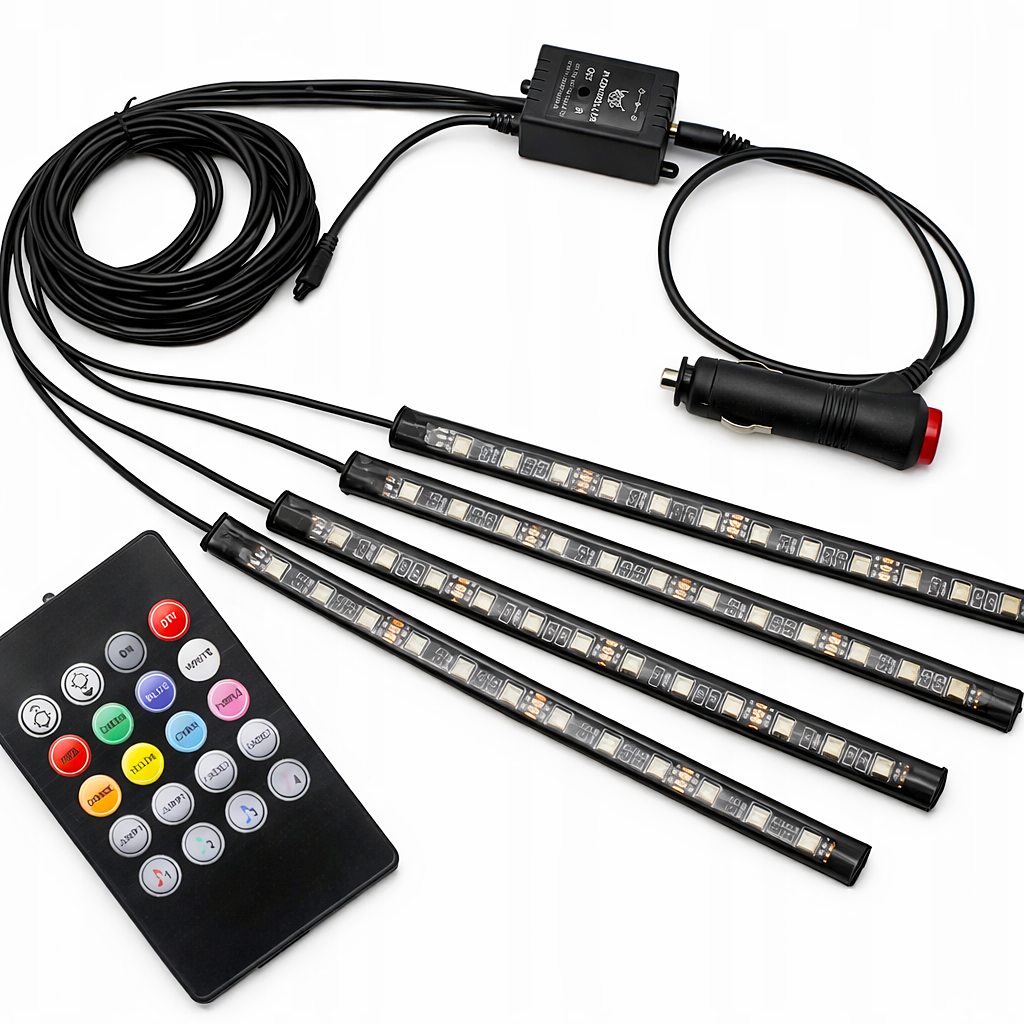 TAŚMA LED do Samochodu PRO LEDY RGB Oświetlenie wnętrza samochodu PILOT
