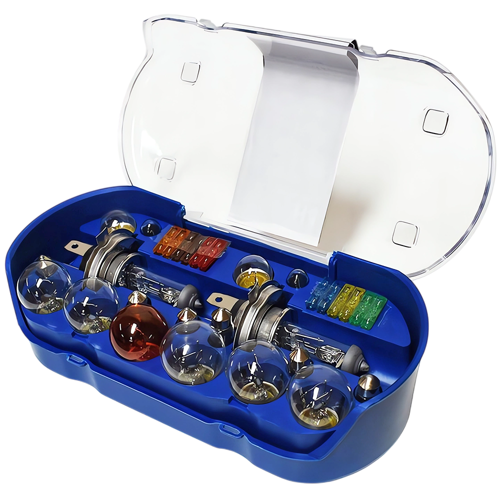 ZESTAW KOMPLET ŻARÓWEK ZAPASOWYCH ŻARÓWKI 2x H4 12V + BEZPIECZNIKI ZASOBNIK