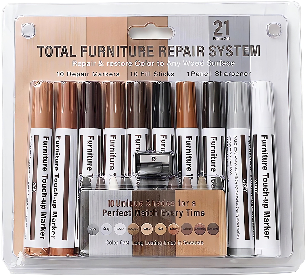 Zestaw Do Naprawy Mebli Rys Drewna Wosk Naprawczy Marker Temperówka 21 El
