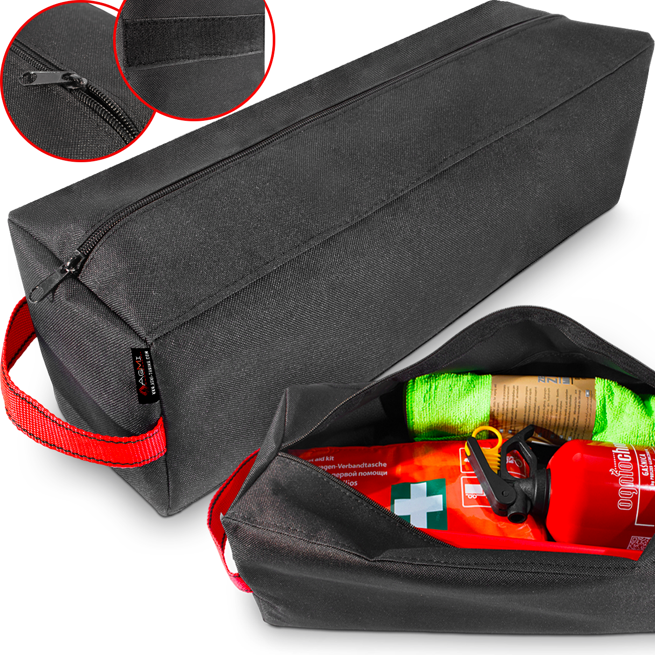 GAŚNICA 1KG TRÓJKĄT APTECZKA KAMIZELKA ZESTAW ŻARÓWEK ZAPASOWYCH TORBA