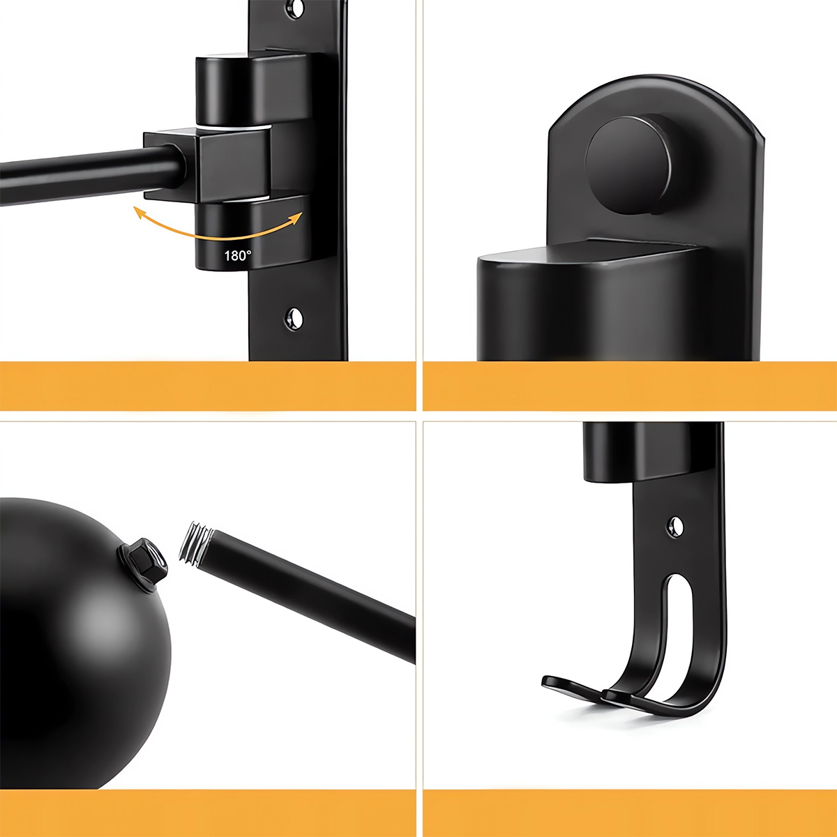 UCHWYT WIESZAK OBROTOWY NA KASK HEŁM MOTOCYKLOWY ROWEROWY CZARNY KULA