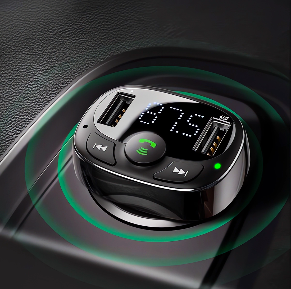 BASEUS TRANSMITER FM BLUETOOTH ŁADOWARKA SAMOCHODOWA MP3 2x USB SD/ TF 3.4A