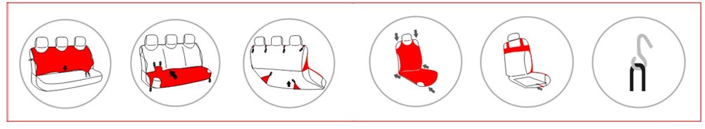 KOSZULKI POKROWCE SAMOCHODOWE TYŁ PRZÓD CZERWONE