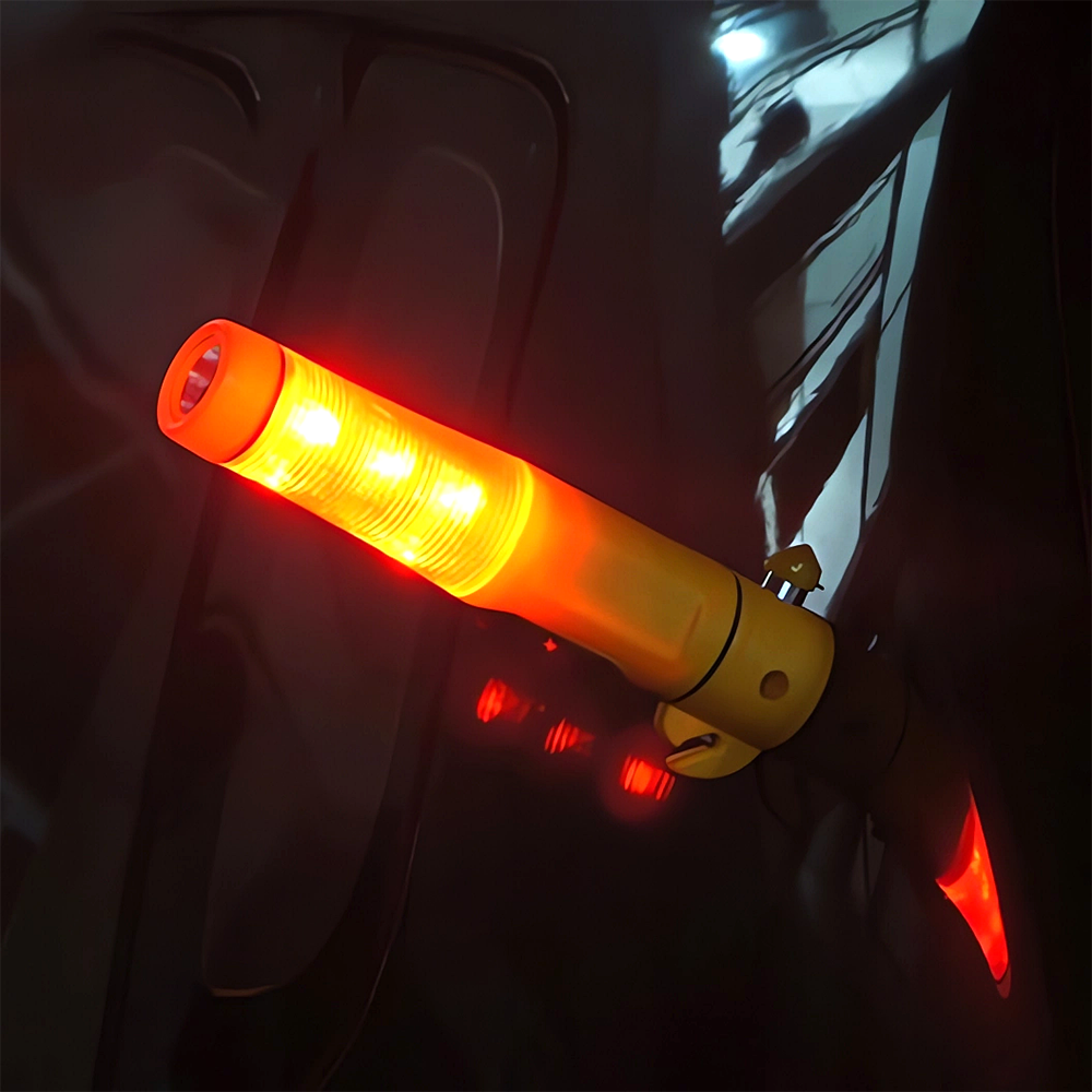 LATARKA ŻYCIA MŁOTEK BEZPIECZEŃSTWA 4W1 LED MAGNES NOŻYK DO PASÓW SURVIWAL