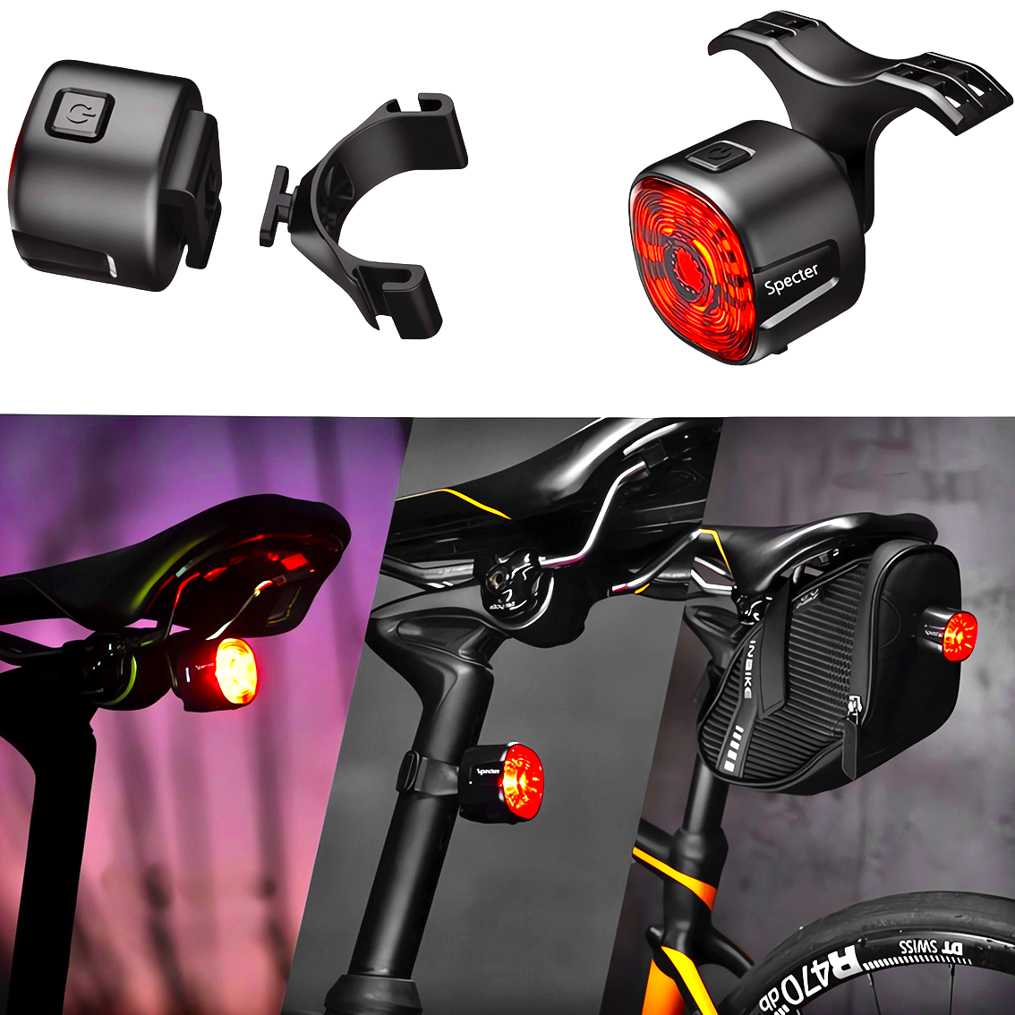 Lampka rowerowa czerwona SPECTER WT09 tył tylna oświetlenie na rower aku
