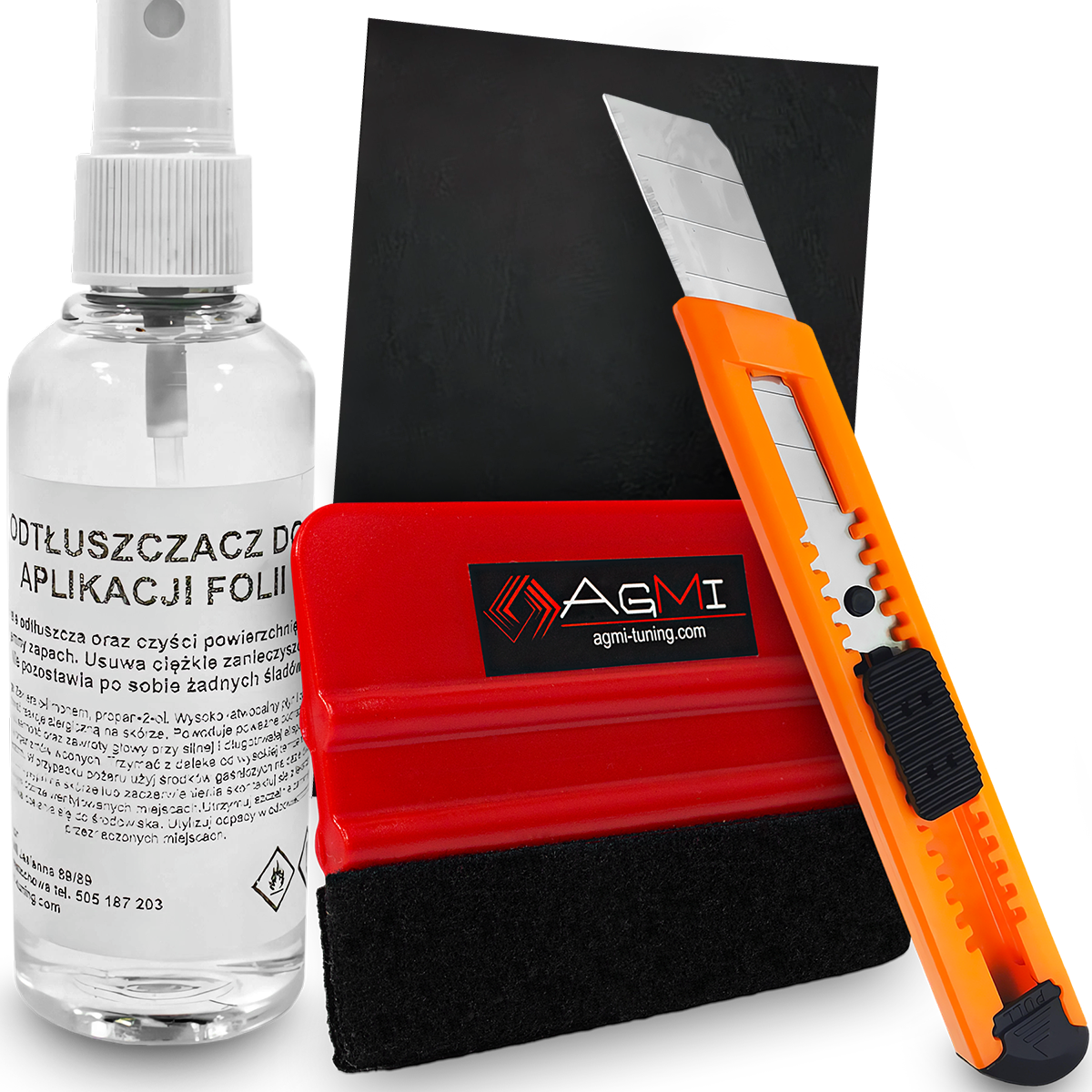 Kompletny Zestaw Do Montażu Aplikacji Folii RAKLA ODTŁUSZCZACZ NOŻYK FILC