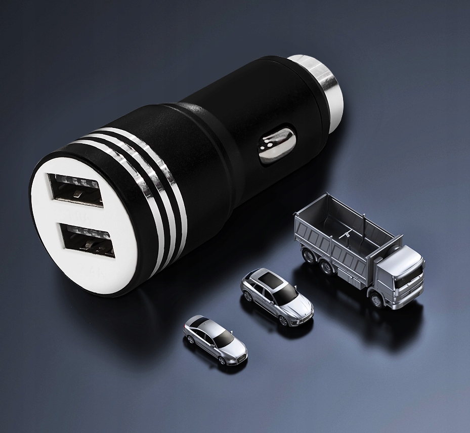 SZYBKA ŁADOWARKA SAMOCHODOWA 2x USB + KABEL USB-C