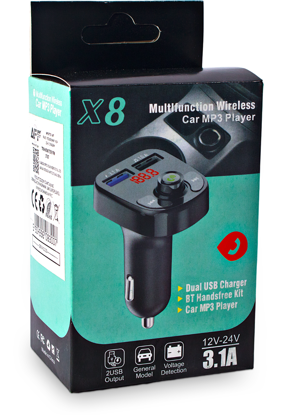 TRANSMITER BLUETOOTH FM MP3 ŁADOWARKA ODTWARZACZ 2X USB AUDIO BT