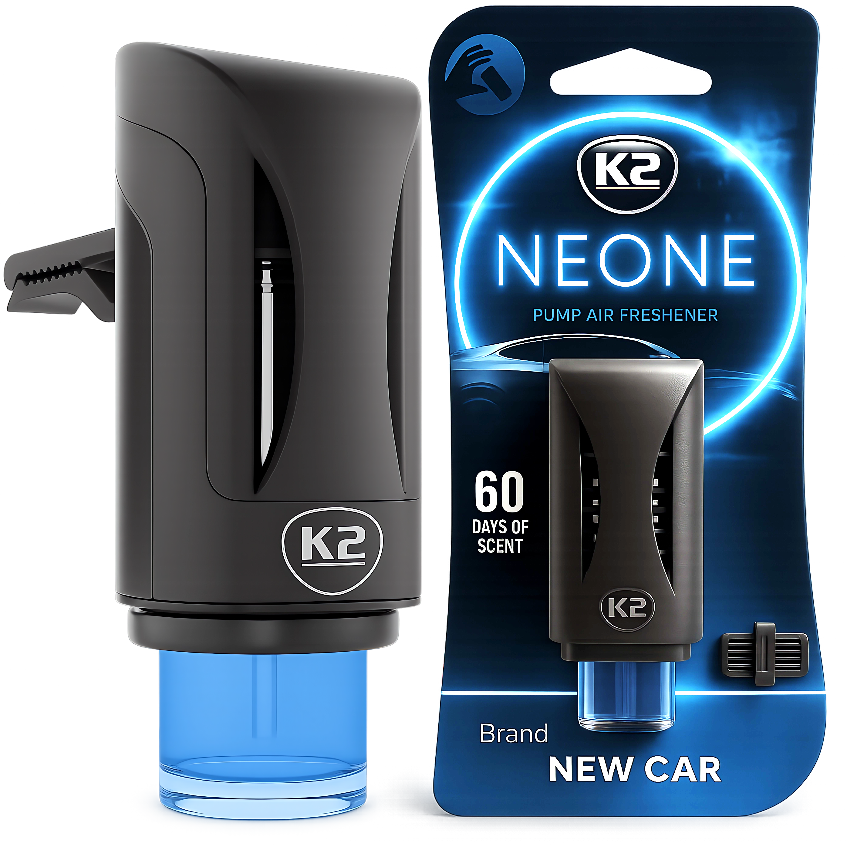 K2 NEONE BRAND NEW CAR ZAPACH DO SAMOCHODU AUTA KRATKI NAWIEWU PERFUM